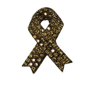 Cubic zirconia Crystal Yellow Ribbon Vintage Lapel Pin 925, Thailand, Brooch